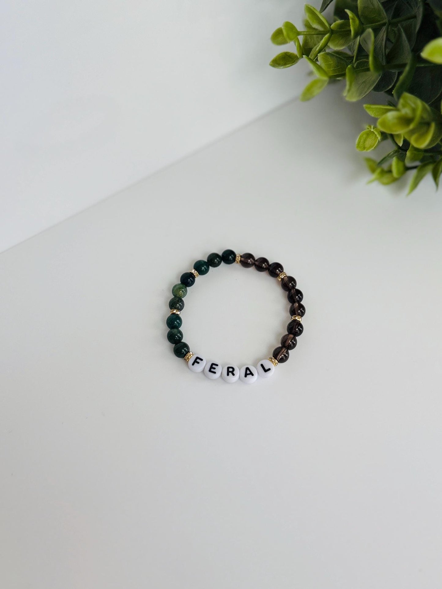 FERAL - Wild Feminine Power Bracelet With Smoky Quartz & Moss Agate