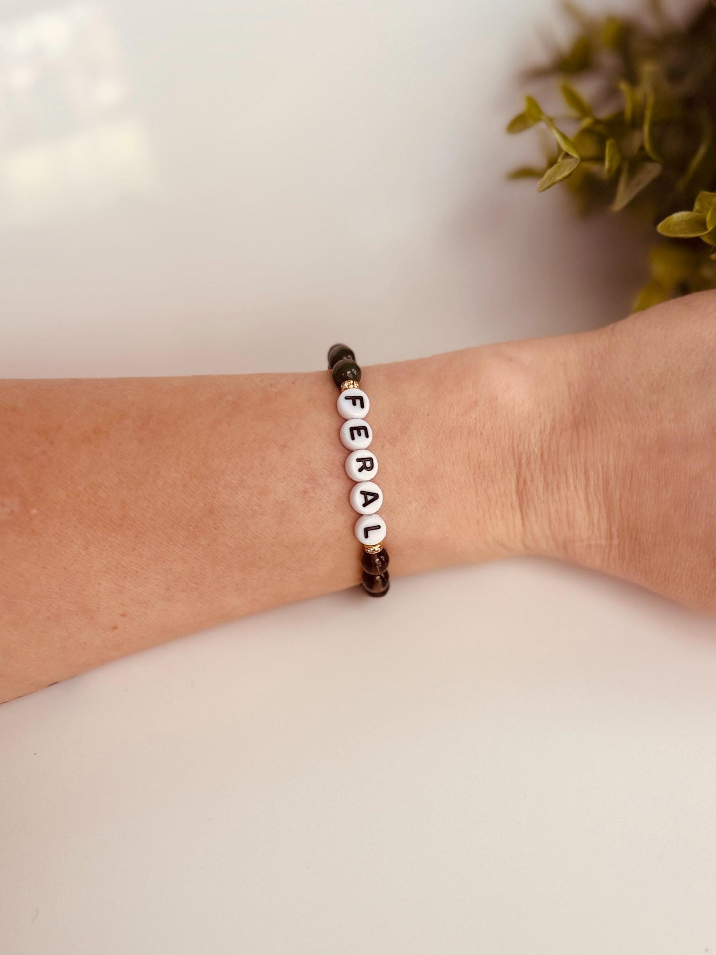 FERAL - Wild Feminine Power Bracelet With Smoky Quartz & Moss Agate