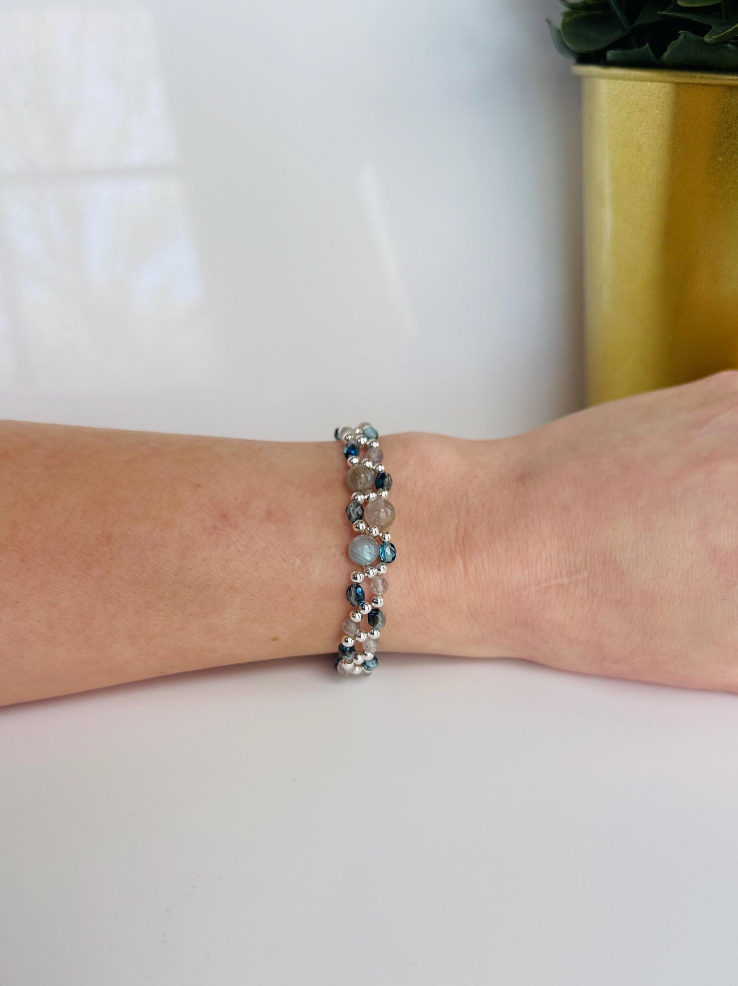 Spellshift Bracelet – Double Labradorite & CzechFire Polished Beads, Quiet Transformation & Magic, Stretch or Cord Options