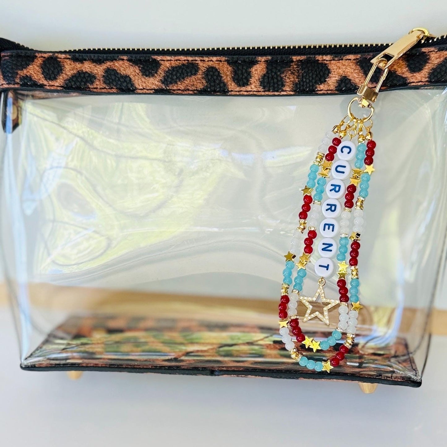 Current Soccer Bag Charm – Teal and Red Beaded Keychain, Women’s Soccer Gift, Game Day Purse or Backpack Accessory