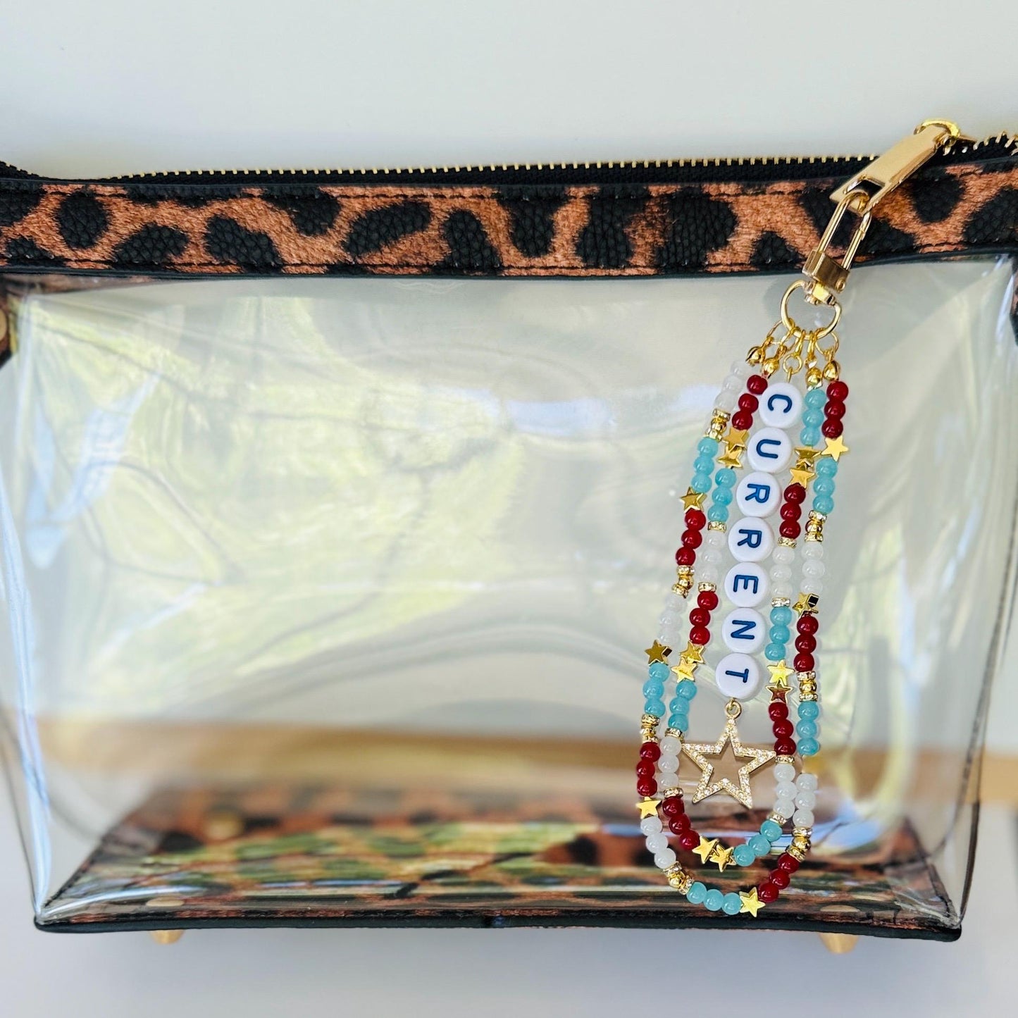 Current Soccer Bag Charm – Teal and Red Beaded Keychain, Women’s Soccer Gift, Game Day Purse or Backpack Accessory