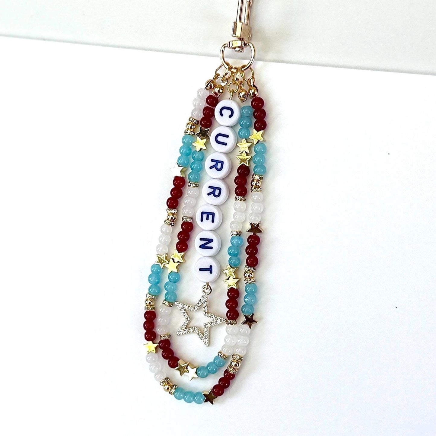 Current Soccer Bag Charm – Teal and Red Beaded Keychain, Women’s Soccer Gift, Game Day Purse or Backpack Accessory