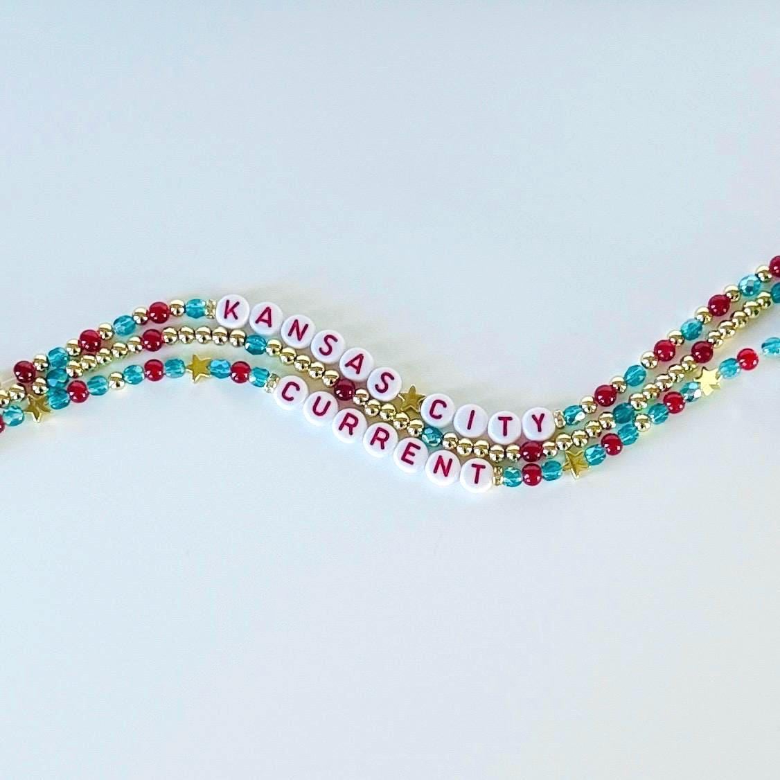 Kansas City Women’s Soccer-Inspired Beaded Bracelet Set with Czech Glass & Crystal Beads