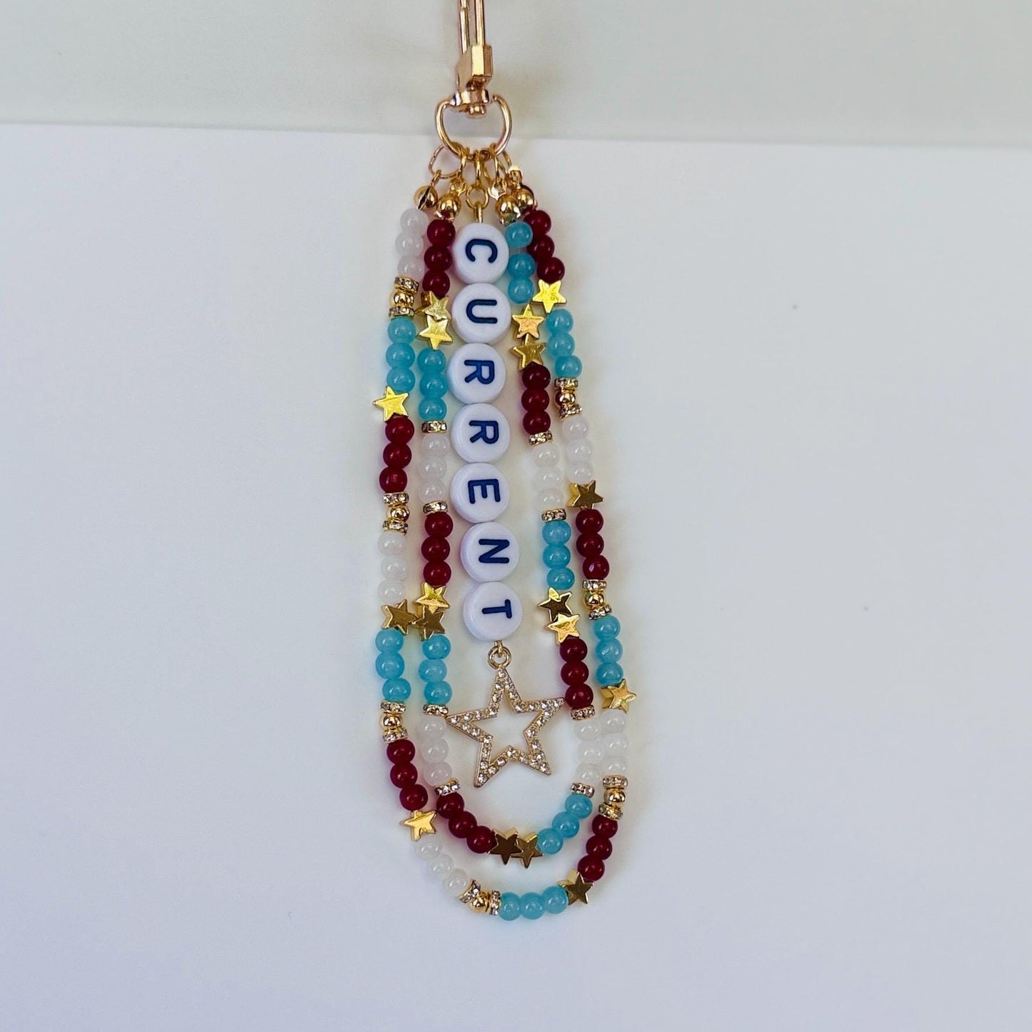 Current Soccer Bag Charm – Teal and Red Beaded Keychain, Women’s Soccer Gift, Game Day Purse or Backpack Accessory