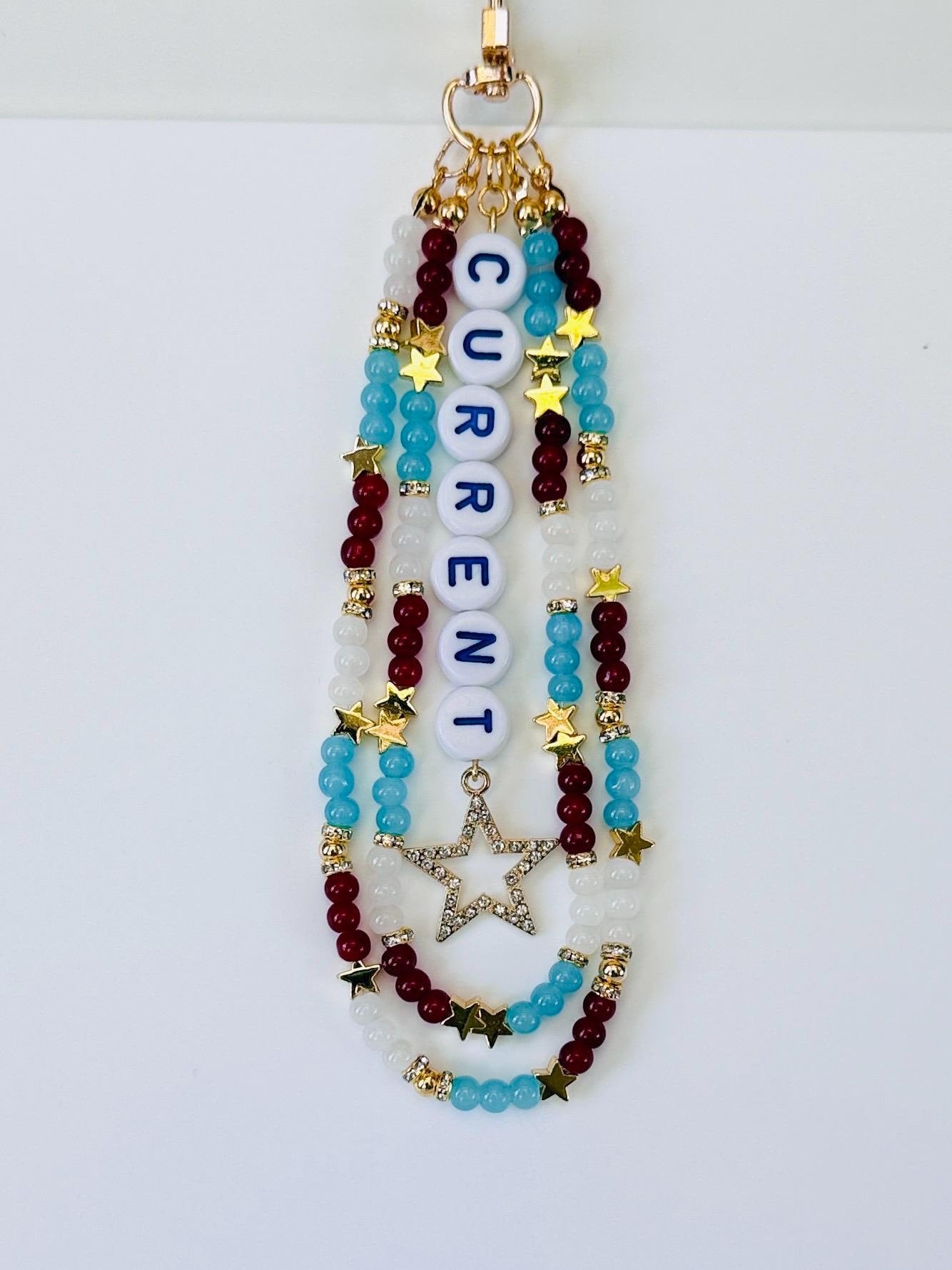 Current Soccer Bag Charm – Teal and Red Beaded Keychain, Women’s Soccer Gift, Game Day Purse or Backpack Accessory