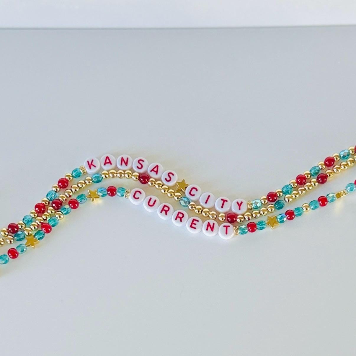 Kansas City Women’s Soccer-Inspired Beaded Bracelet Set with Czech Glass & Crystal Beads