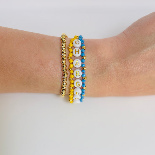 Chargers Football Woven, Beaded Bracelet, Seed Bead Jewelry, Handmade Game Day Gift