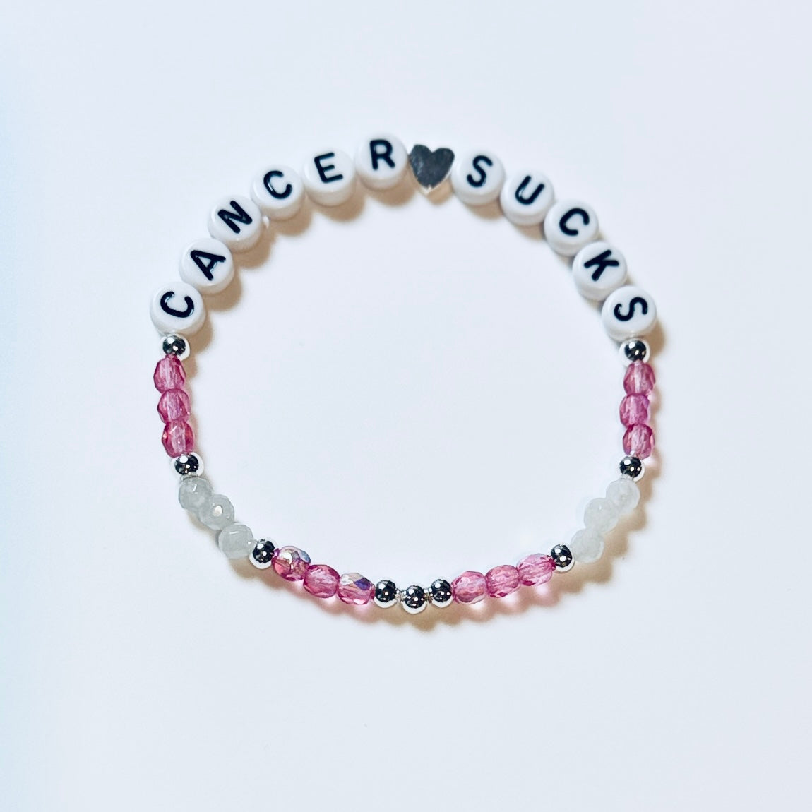 Fuck Cancer Bracelet, Cancer Sucks Bracelet, Cancer Awareness Jewelry, Custom Color Beaded Bracelet, Gold Rose Gold or Silver Accent, Proceed Donation