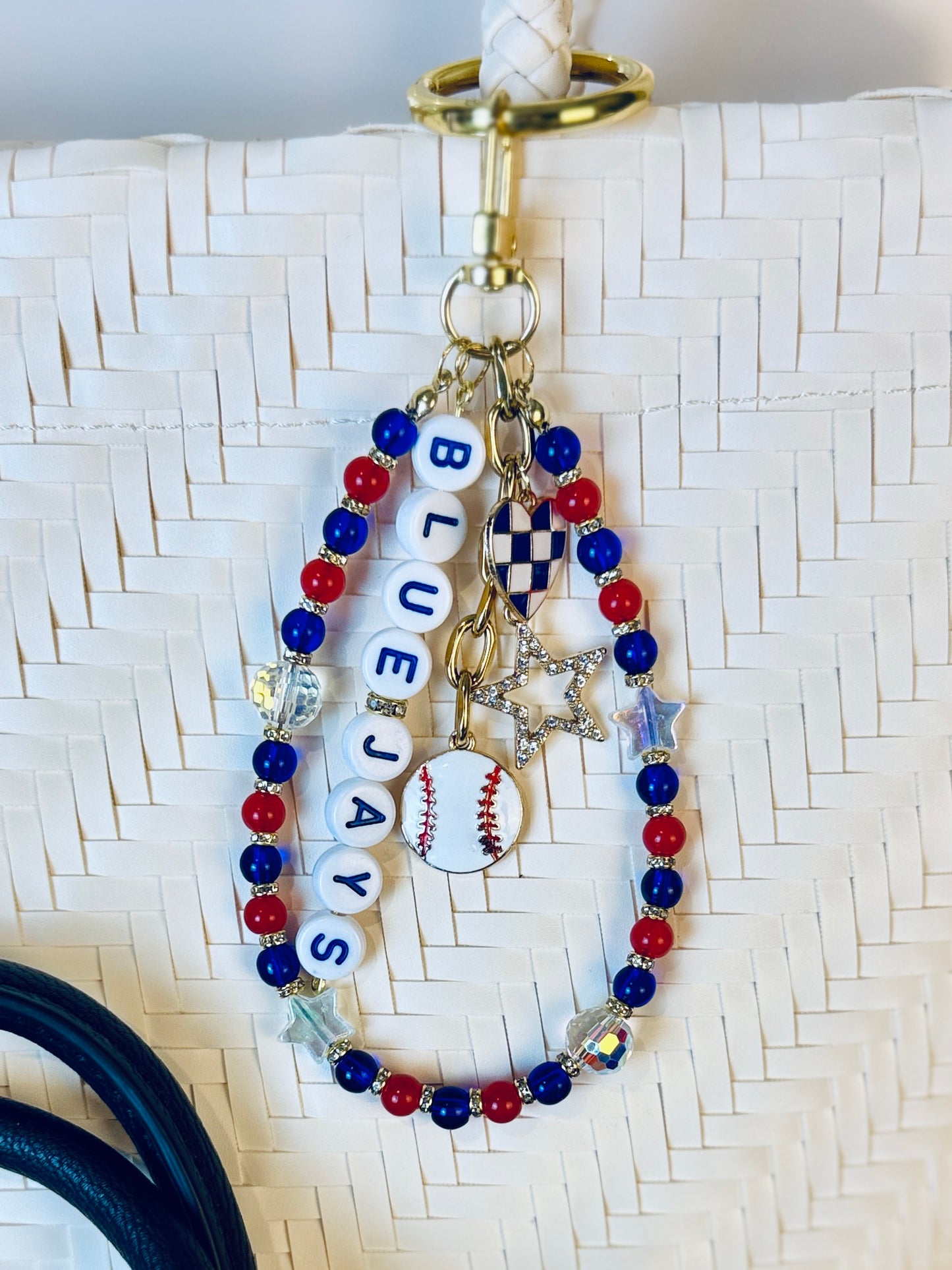 Blue Jays Bag Charm | Baseball Keychain Zipper Pull | Baseball Fan Gift | Choose Your Team & Size | Handmade Sports Accessory