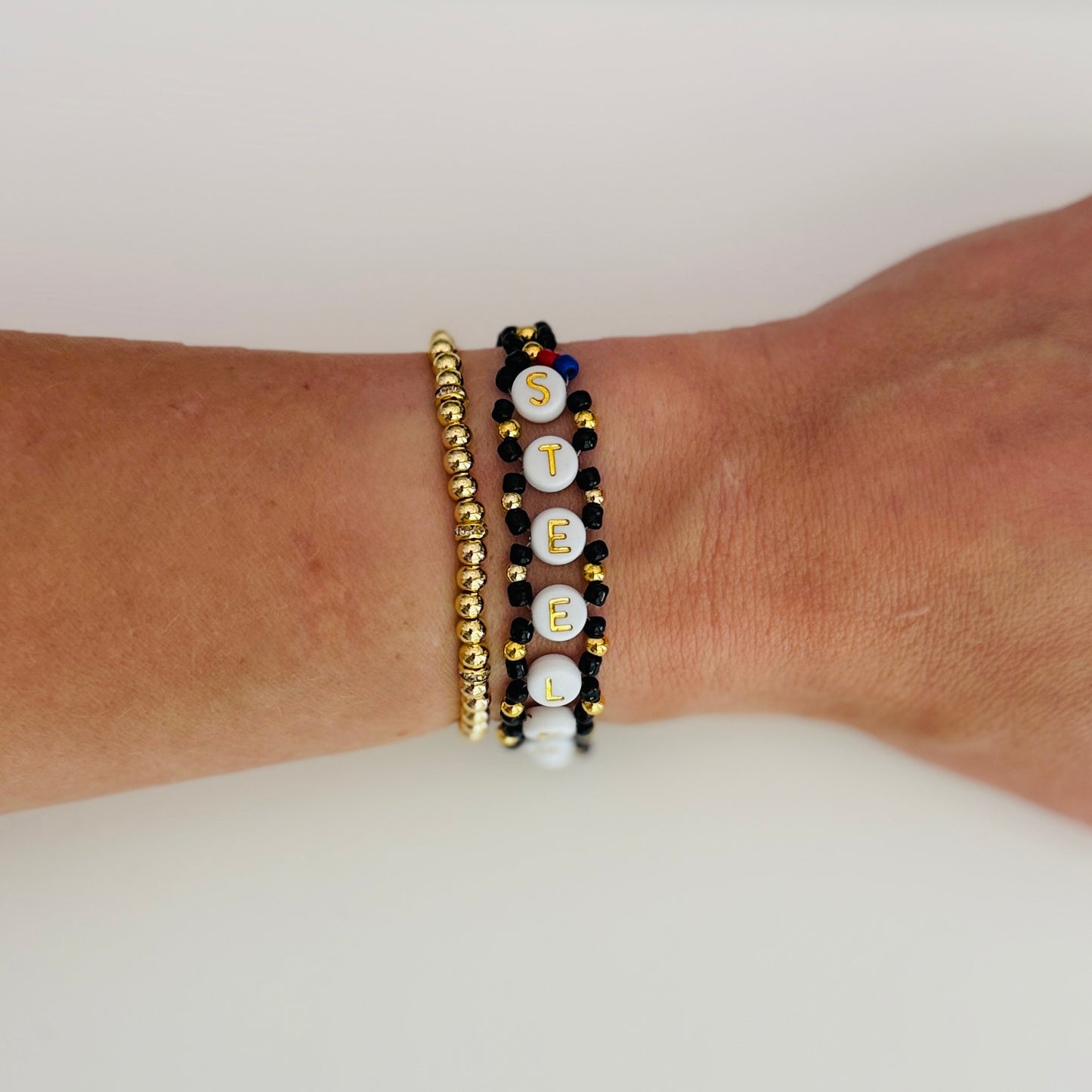 Steelers Woven, Beaded Bracelet, Seed Bead Jewelry, Handmade Game Day Gift