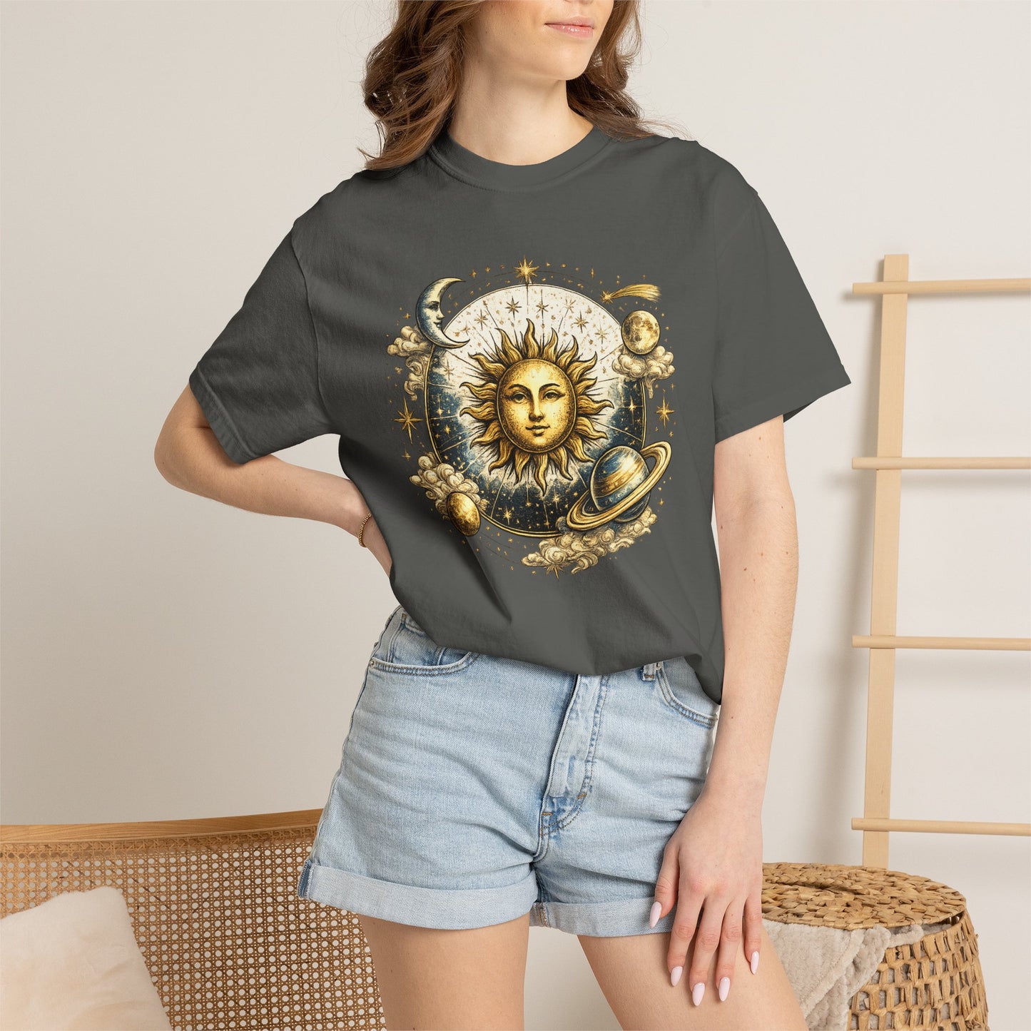 Celestial Sun and Moon Graphic Tee: Astrology Planet Shirt, Universe Shirt, Solar System Tee