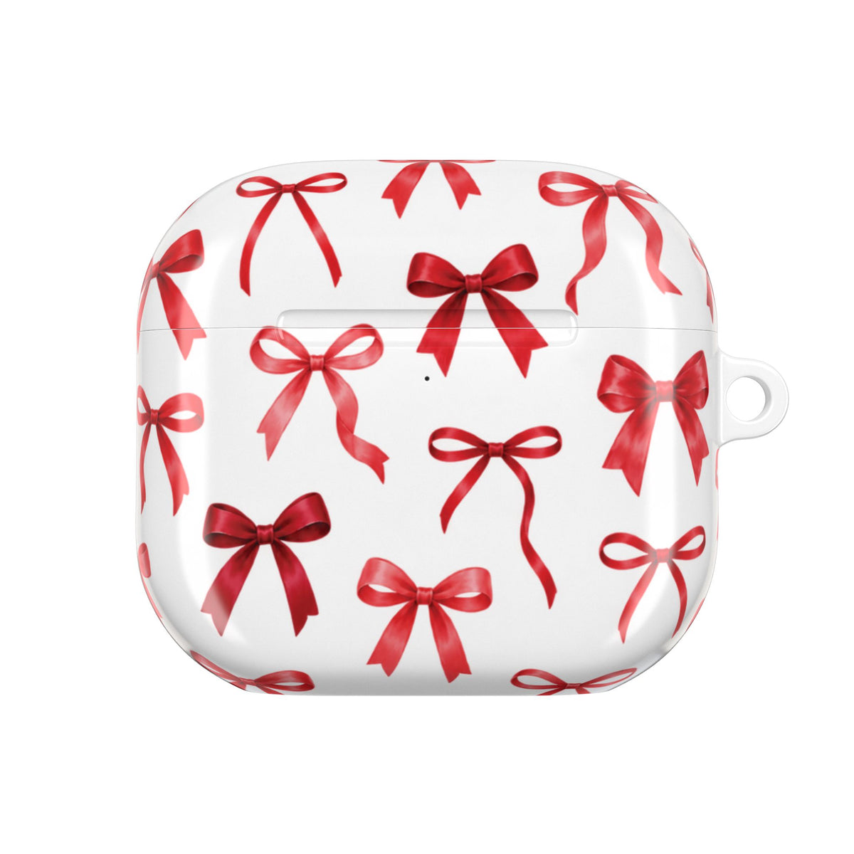 Red Ribbon Pattern AirPods Case | Holiday Bow Protective Earbud Case