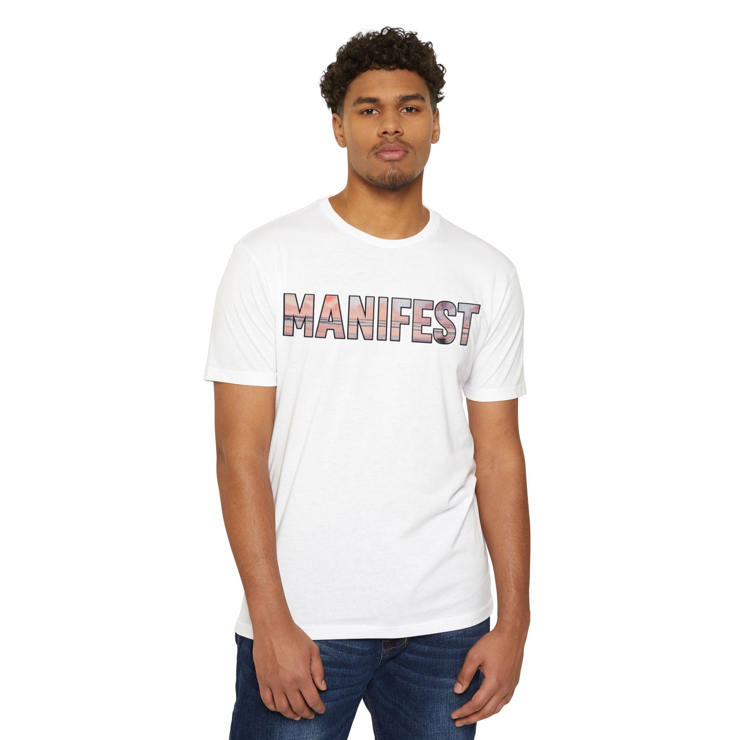 Manifest Sunset Block Text T-Shirt, Manifest Graphic Tee, Positive Affirmation Top