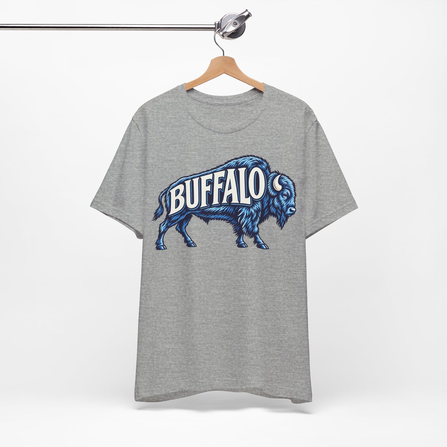 Buffalo T-Shirt, Retro Bison Graphic Tee, Football Shirt, Red and Blue Buffalo Shirt