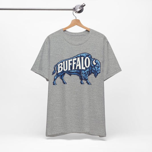 Buffalo T-Shirt, Retro Bison Graphic Tee, Football Shirt, Red and Blue Buffalo Shirt