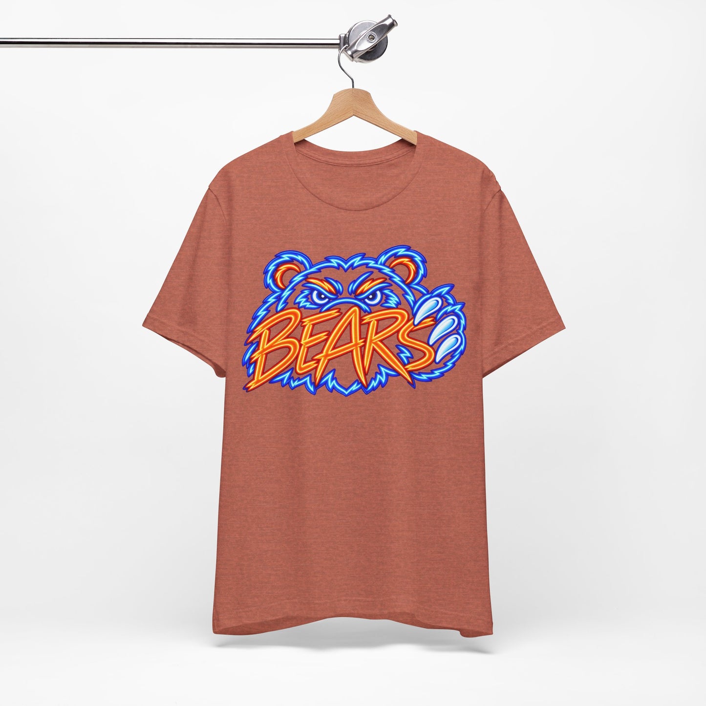 Neon Bears T-Shirt, Sports Logo, Blue Orange Graphic Tee