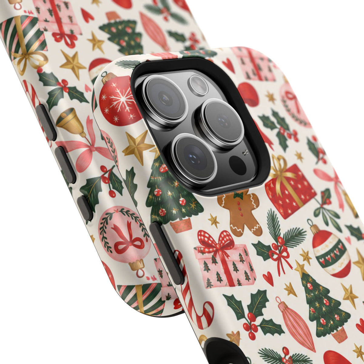 Christmas Gifts and Gingerbread Pattern Phone Case | Red and Green Holiday Phone Case