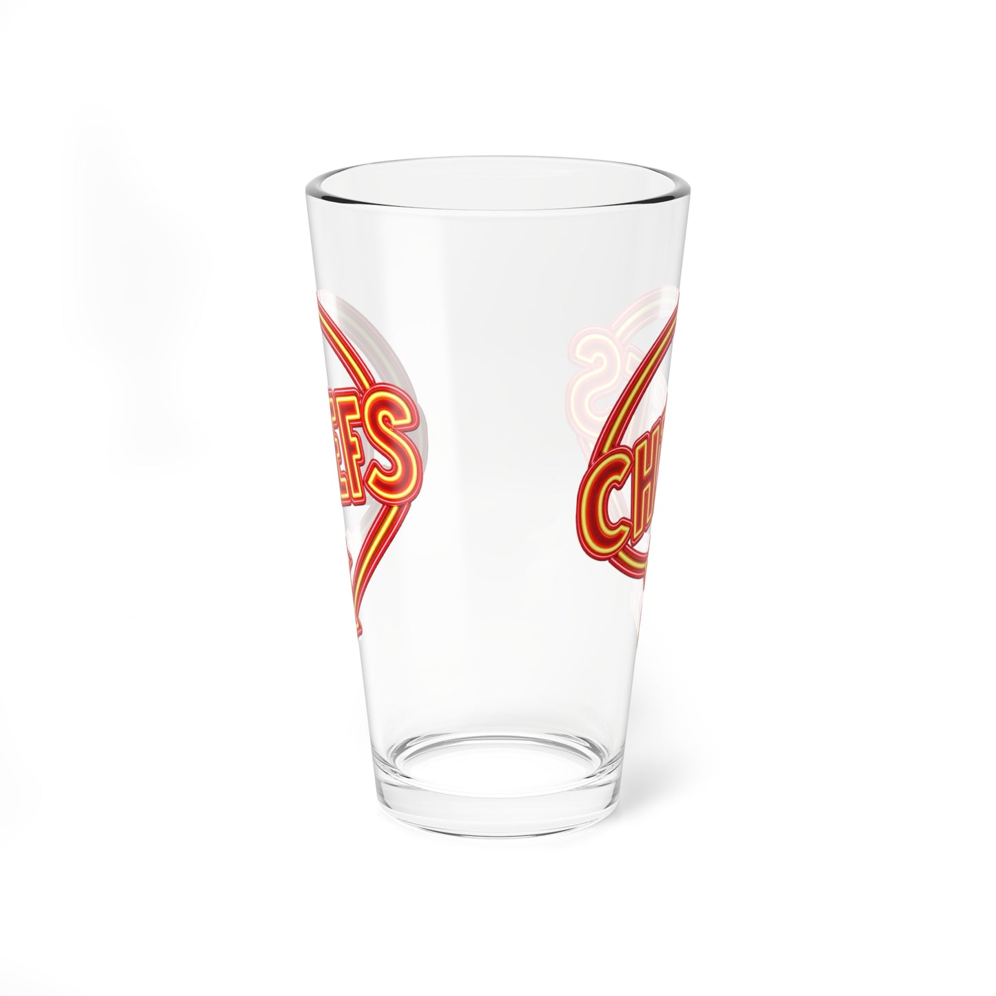 Chiefs Clear Pint Glass 16oz, Football Gifts, Football Glassware
