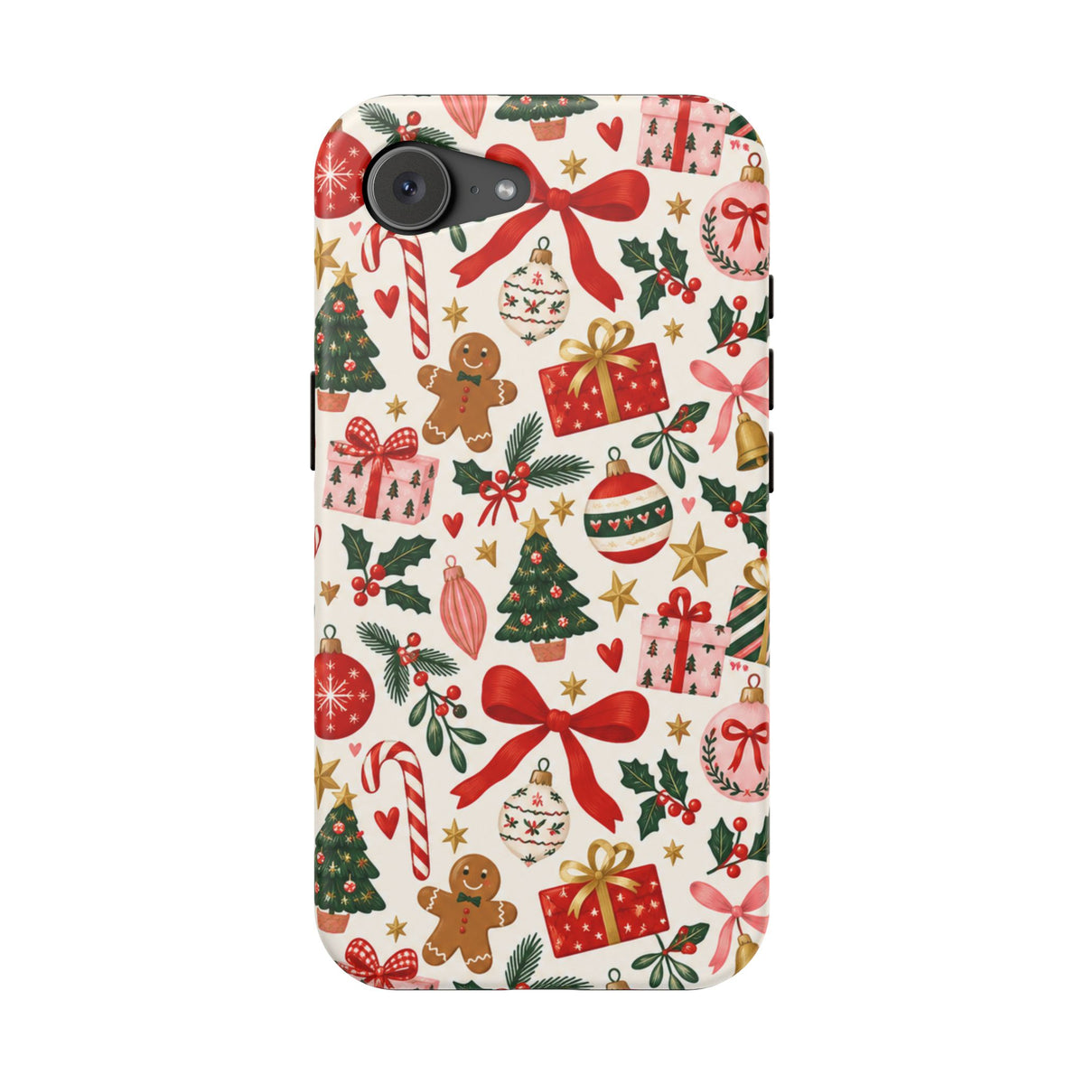 Christmas Gifts and Gingerbread Pattern Phone Case | Red and Green Holiday Phone Case