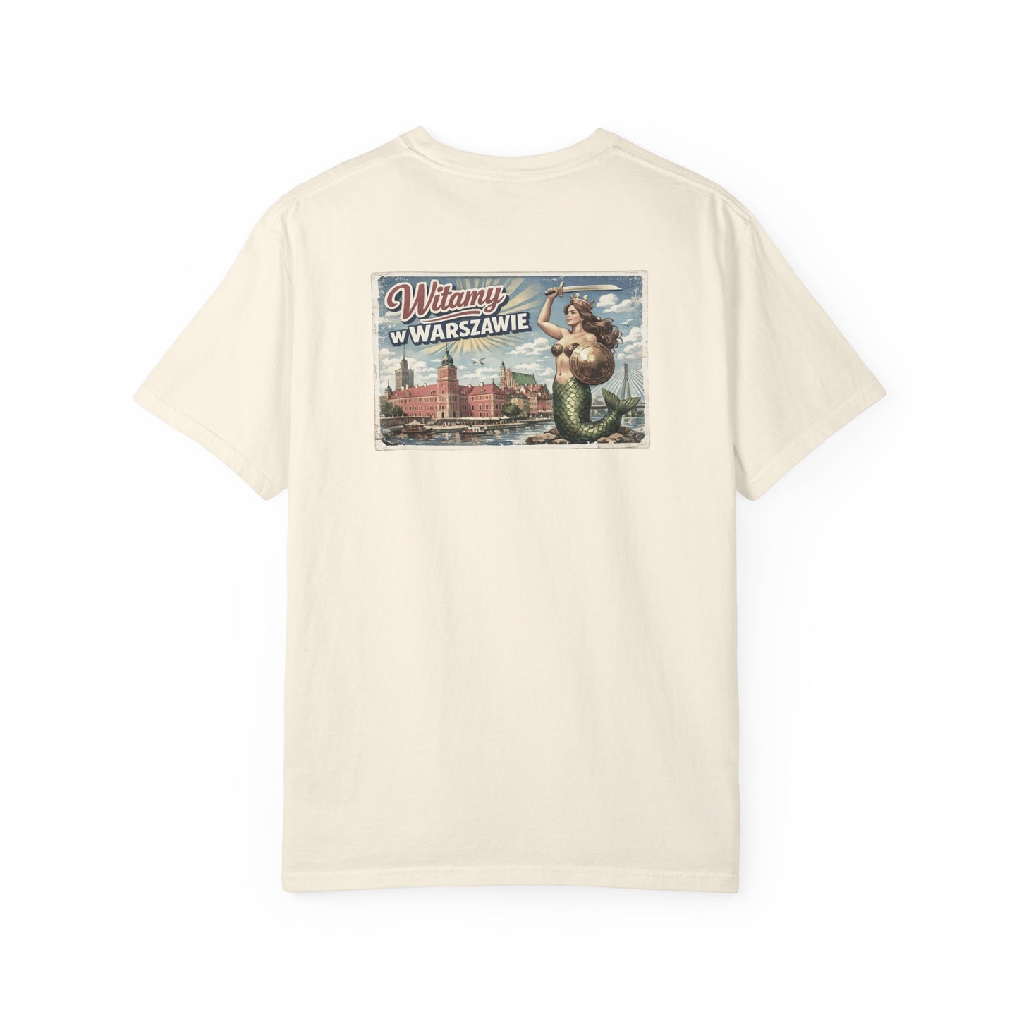 Warsaw Mermaid Shirt: Witamy w Warszawie Mermaid Vintage Postcard T-shirt, Polish Language Shirt, Poland Shirt