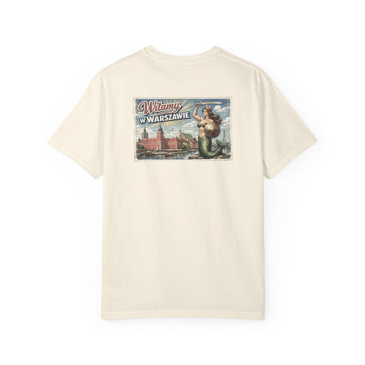 Warsaw Mermaid Shirt: Witamy w Warszawie Mermaid Vintage Postcard T-shirt, Polish Language Shirt, Poland Shirt