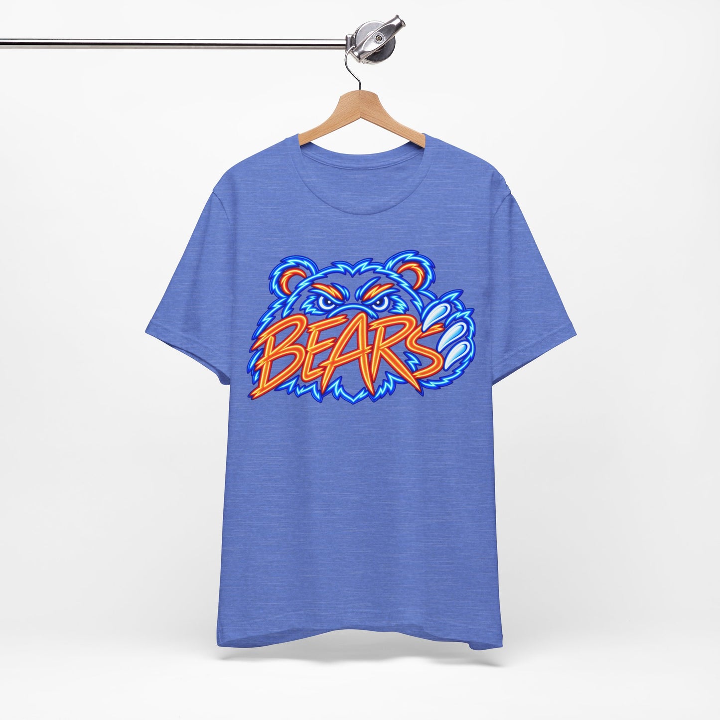 Neon Bears T-Shirt, Sports Logo, Blue Orange Graphic Tee