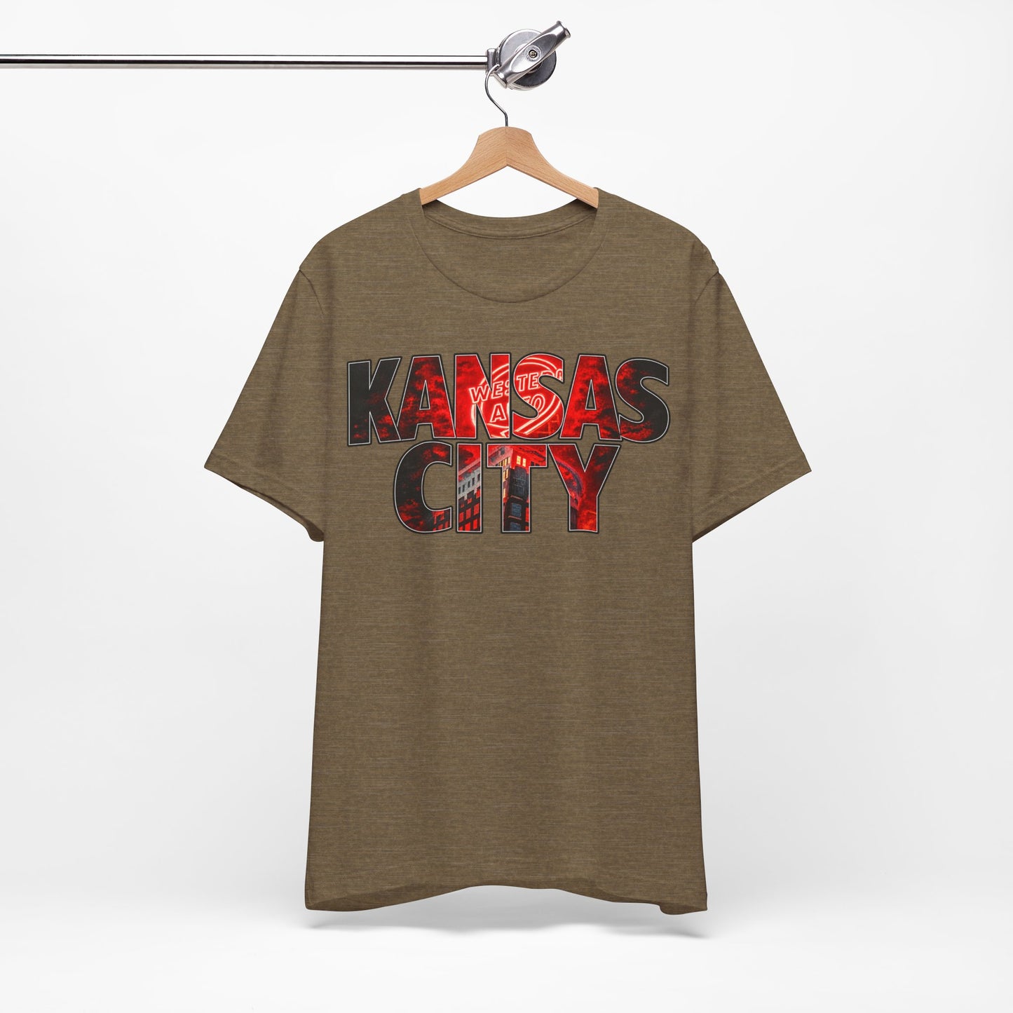 Kansas City Text Graphic T-Shirt, City Skyline Typography, Western Auto Shirt