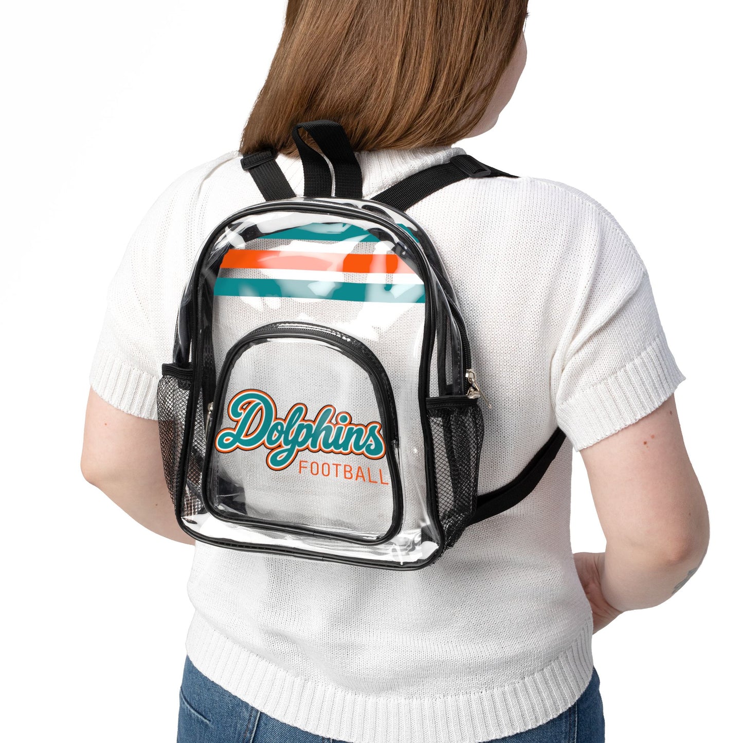 Dolphins Clear Backpack, Football Stadium Bag, Transparent Bag