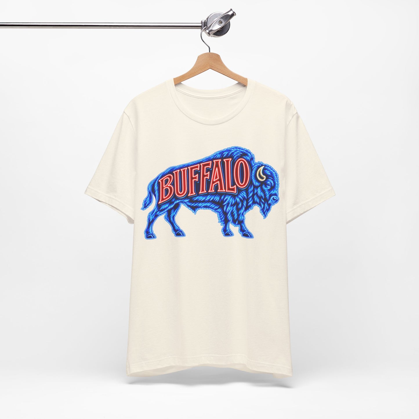 Buffalo Neon Sign T-Shirt, Retro Bison Graphic Tee, Football Shirt