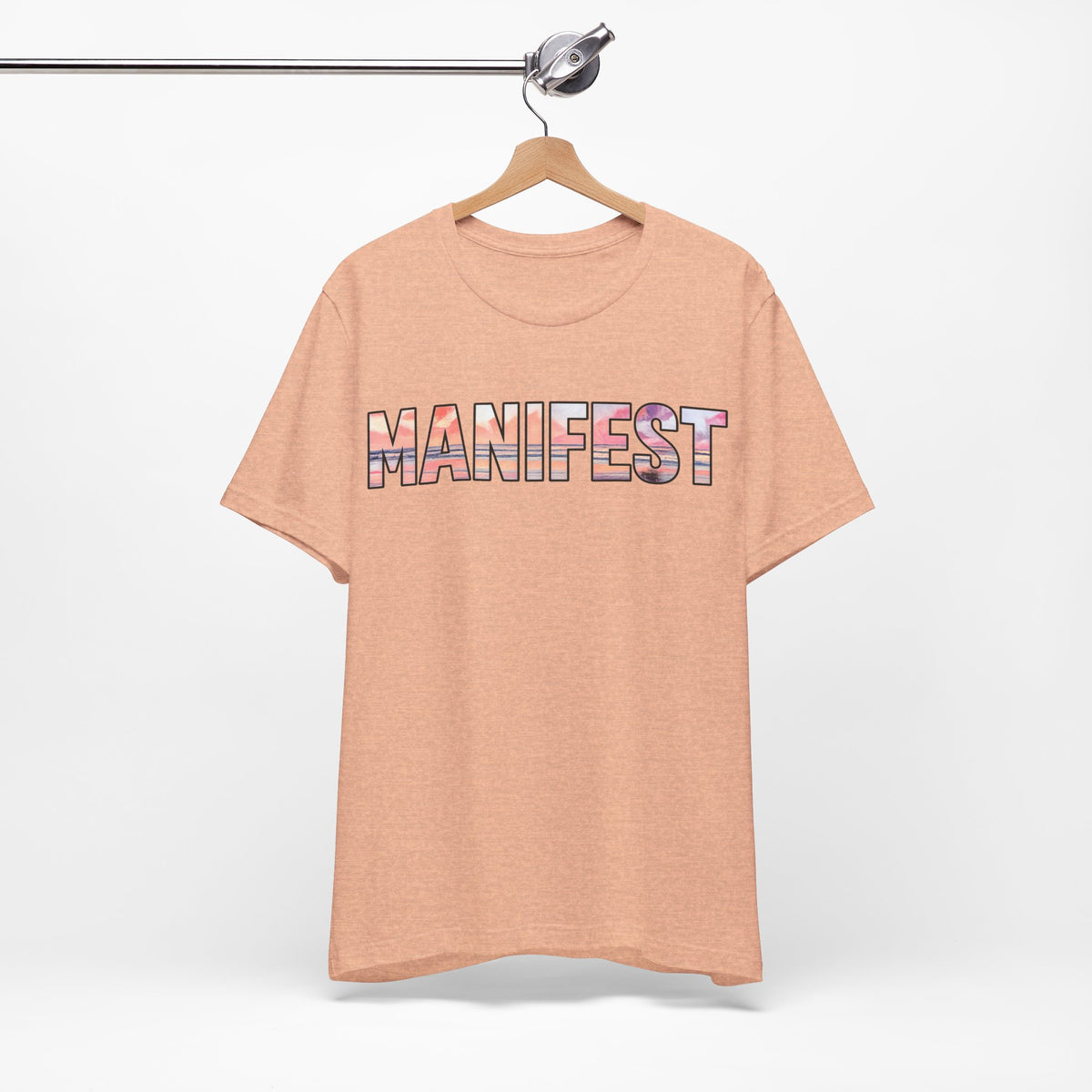 Manifest Sunset Block Text T-Shirt, Manifest Graphic Tee, Positive Affirmation Top