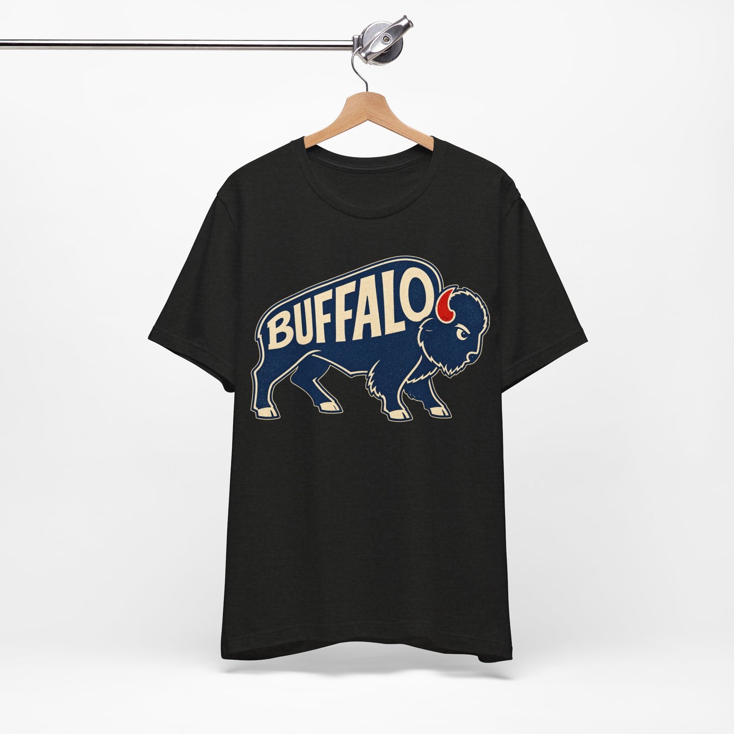 Buffalo Mascot T-Shirt, Retro Bison Graphic Tee, Football Shirt, Red and Blue Buffalo Shirt