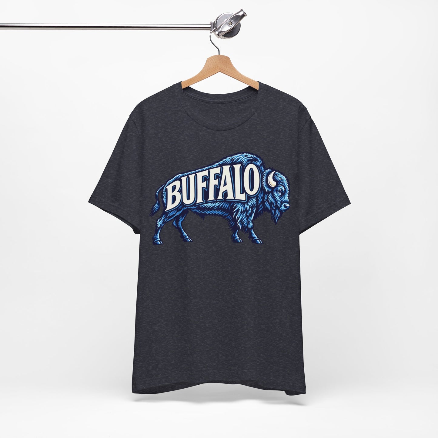 Buffalo T-Shirt, Retro Bison Graphic Tee, Football Shirt, Red and Blue Buffalo Shirt