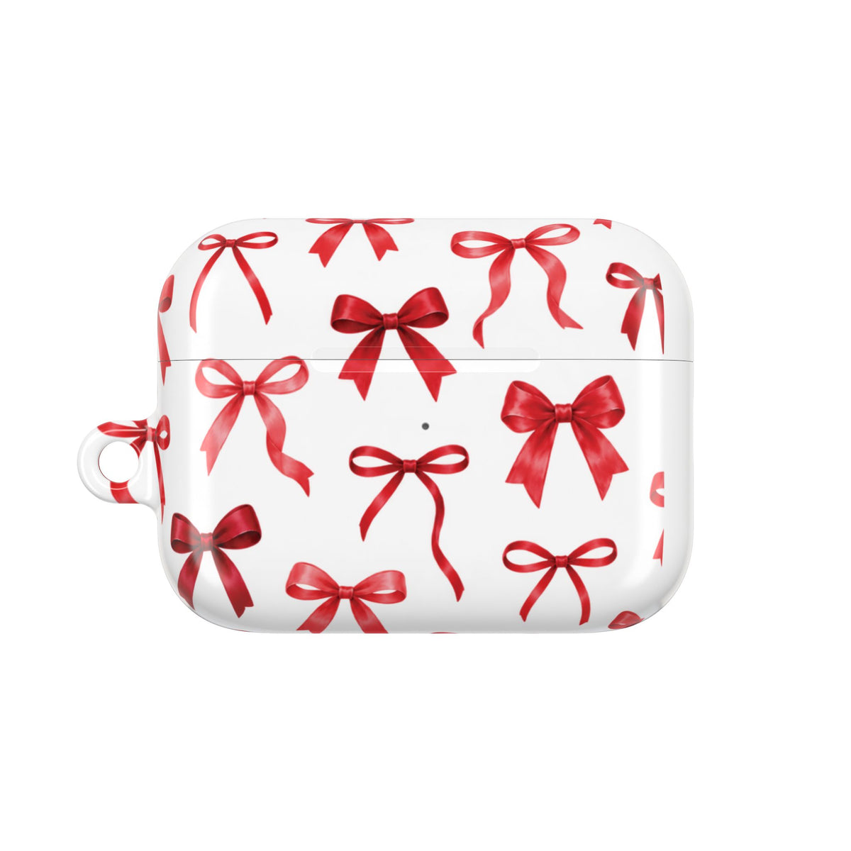 Red Ribbon Pattern AirPods Case | Holiday Bow Protective Earbud Case