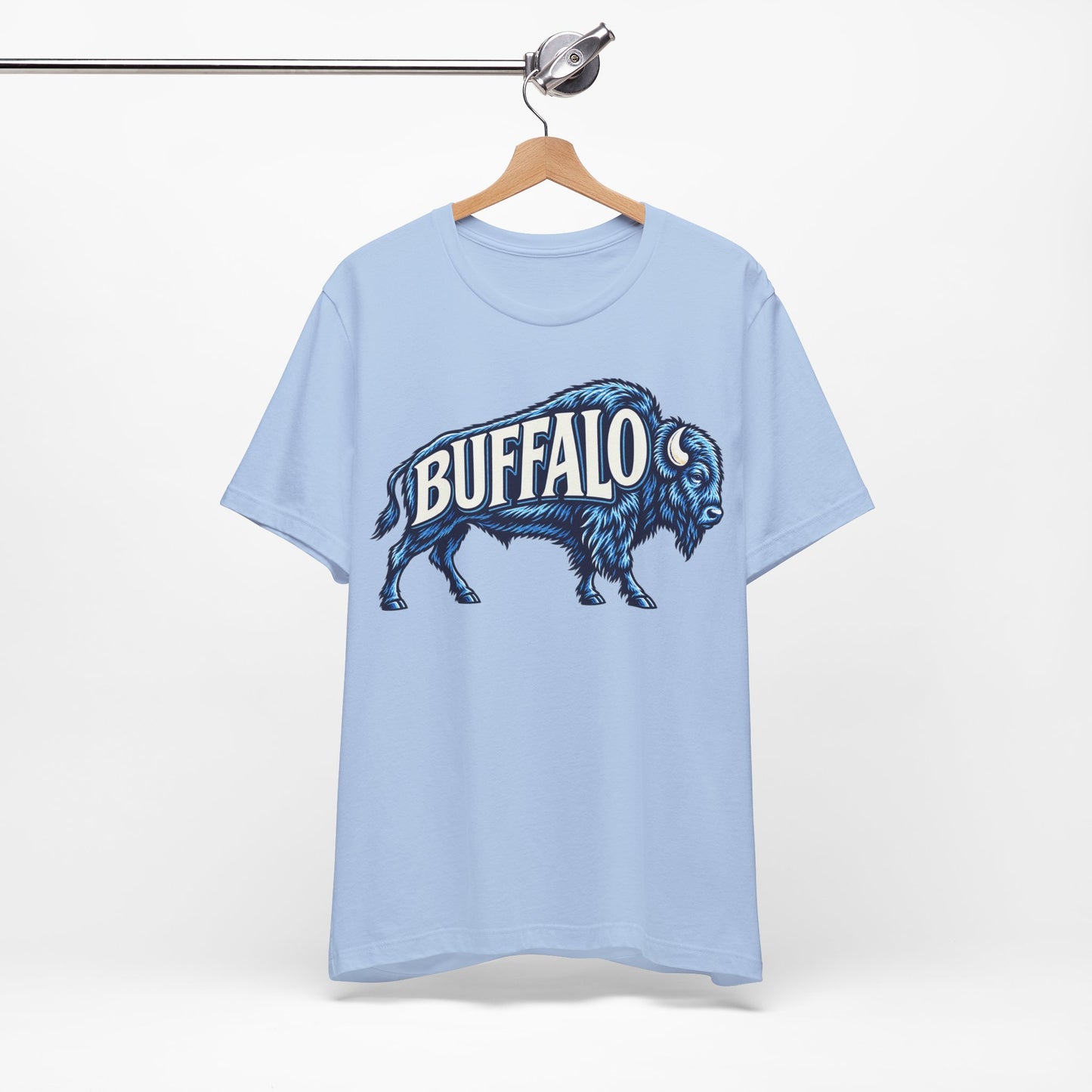 Buffalo T-Shirt, Retro Bison Graphic Tee, Football Shirt, Red and Blue Buffalo Shirt