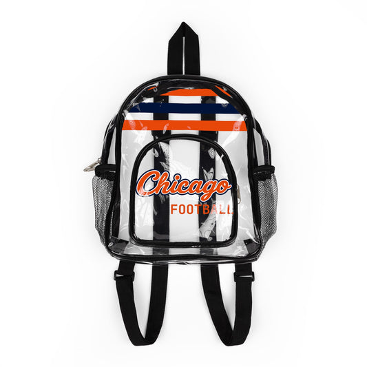 Clear Chicago Football Backpack, Stadium Backpack, Game Day Bag, Clear Football Bag