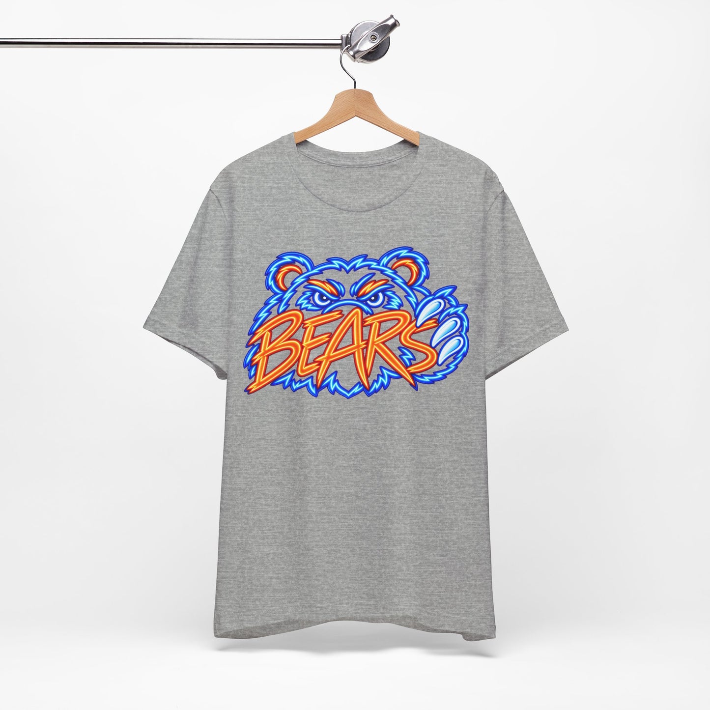 Neon Bears T-Shirt, Sports Logo, Blue Orange Graphic Tee