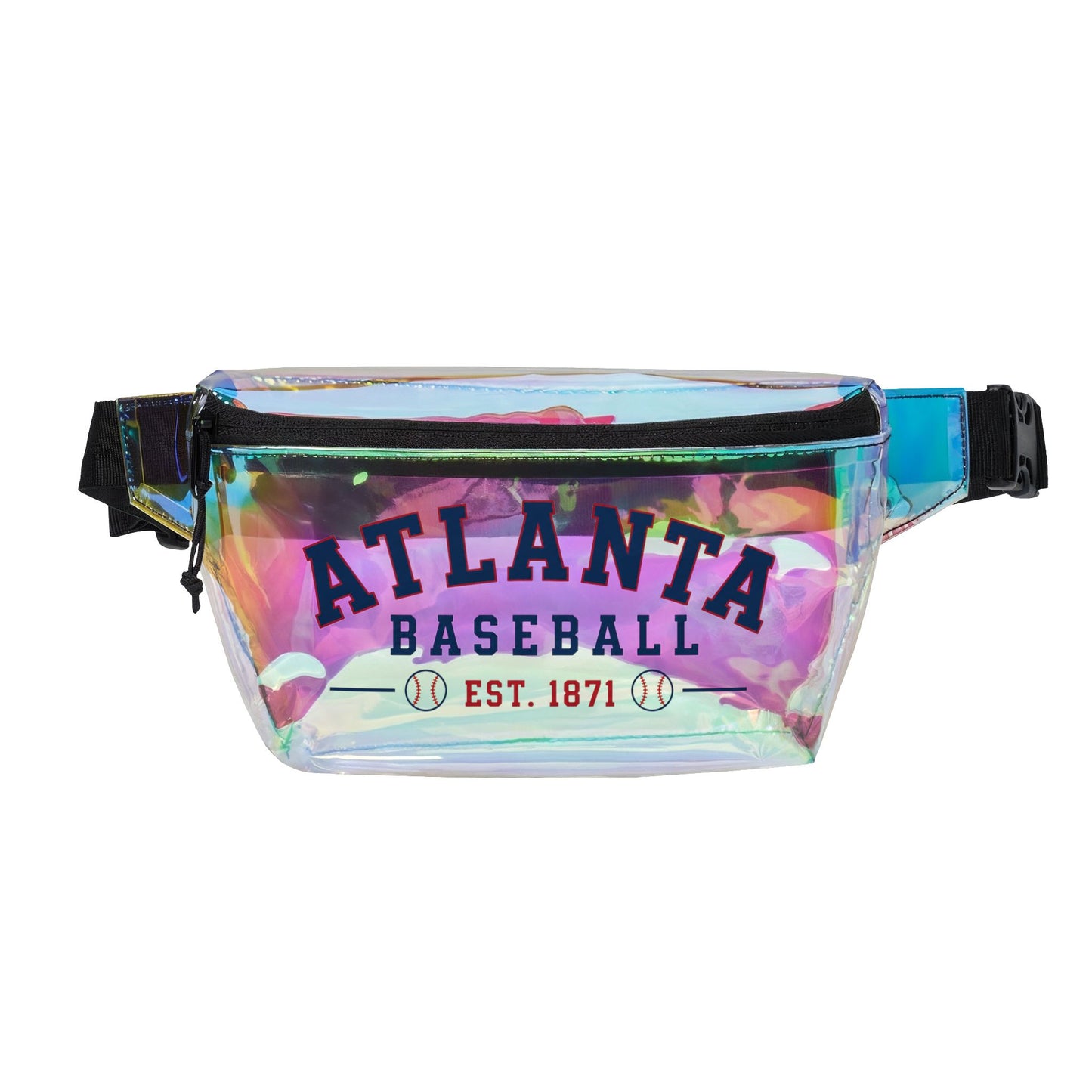 Atlanta Clear Stadium Bag, Baseball Belt Bag, Transparent Fanny Pack