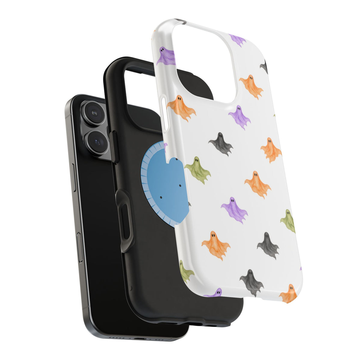 Watercolor Ghost Pattern Phone Case | Magnetic Impact-Resistant Case