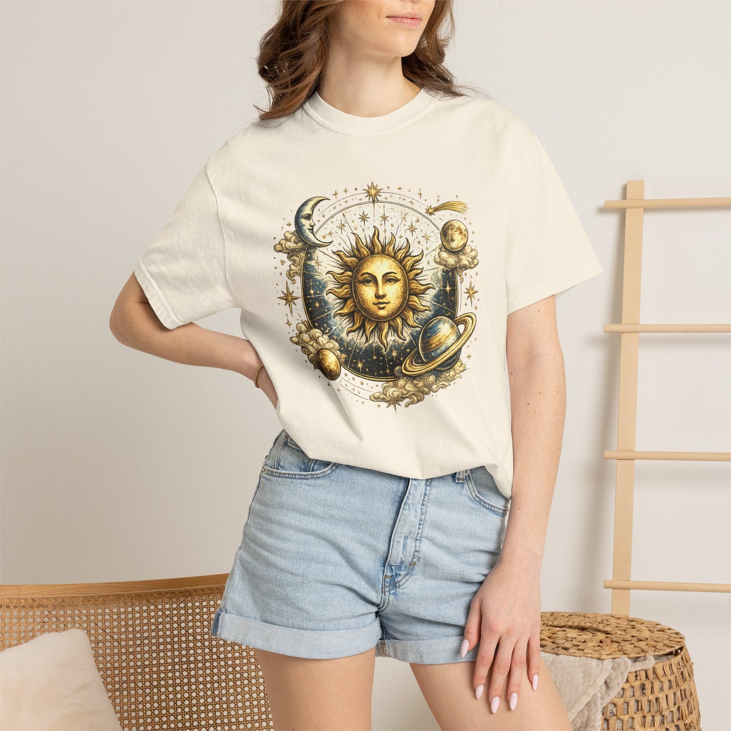 Celestial Sun and Moon Graphic Tee: Astrology Planet Shirt, Universe Shirt, Solar System Tee