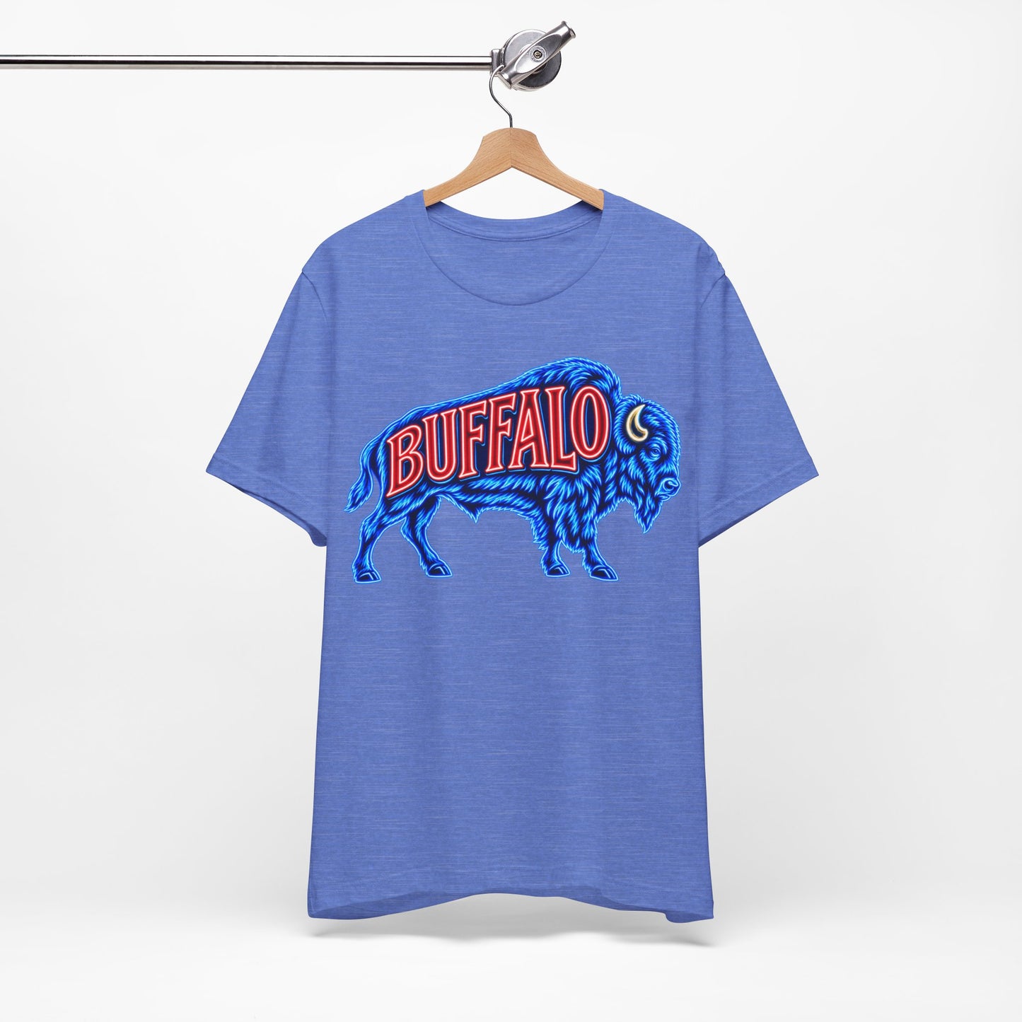 Buffalo Neon Sign T-Shirt, Retro Bison Graphic Tee, Football Shirt