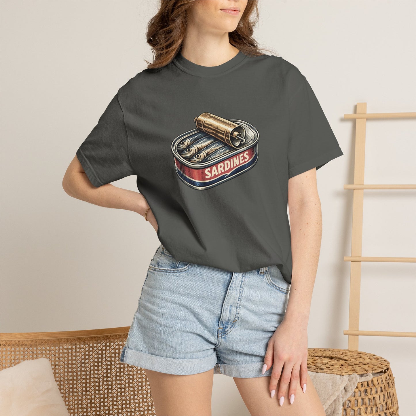 Sardines Tin T-Shirt, Retro Seafood Graphic Tee, Illustrated Shirt, Funny Shirt