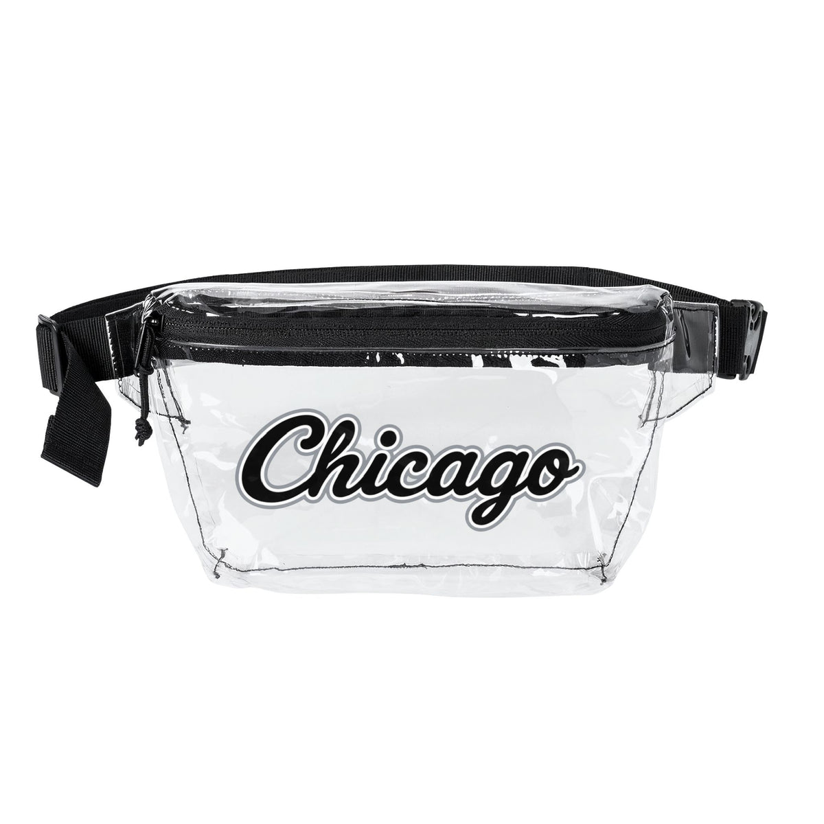 Chicago Clear Stadium Bag, Baseball Belt Bag, Transparent Fanny Pack, Black and Clear Bag