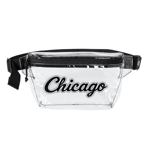 Chicago Clear Stadium Bag, Baseball Belt Bag, Transparent Fanny Pack, Black and Clear Bag