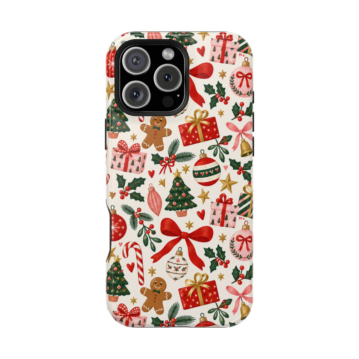 Christmas Gifts and Gingerbread Pattern Phone Case | Red and Green Holiday Phone Case