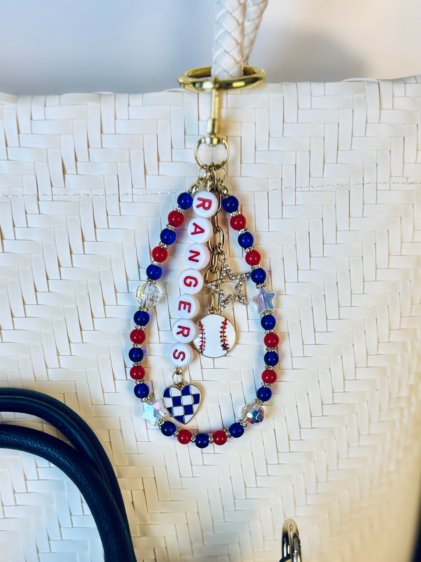 Rangers Bag Charm | Baseball Keychain Zipper Pull | Baseball Fan Gift | Choose Your Team & Size | Handmade Sports Accessory