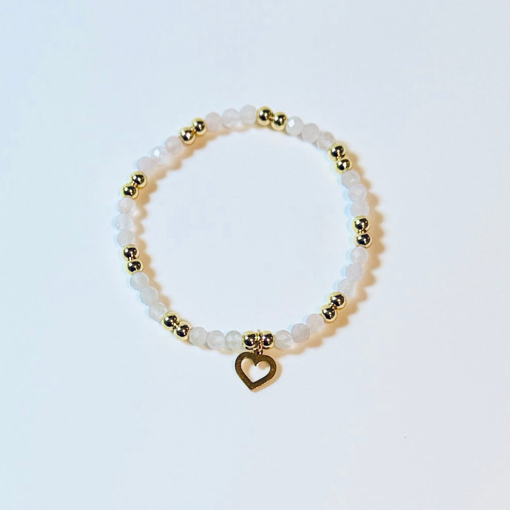 Manifestation Bracelet: 4mm Faceted Gemstone Charm, Intention Jewelry