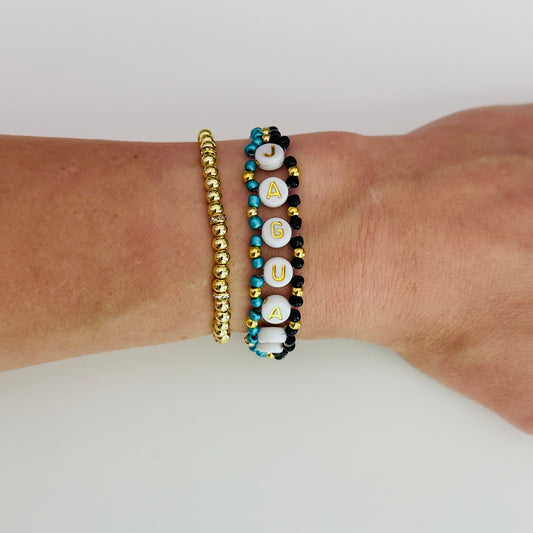 Jaguars Football Woven, Beaded Bracelet, Seed Bead Jewelry, Handmade Game Day Gift