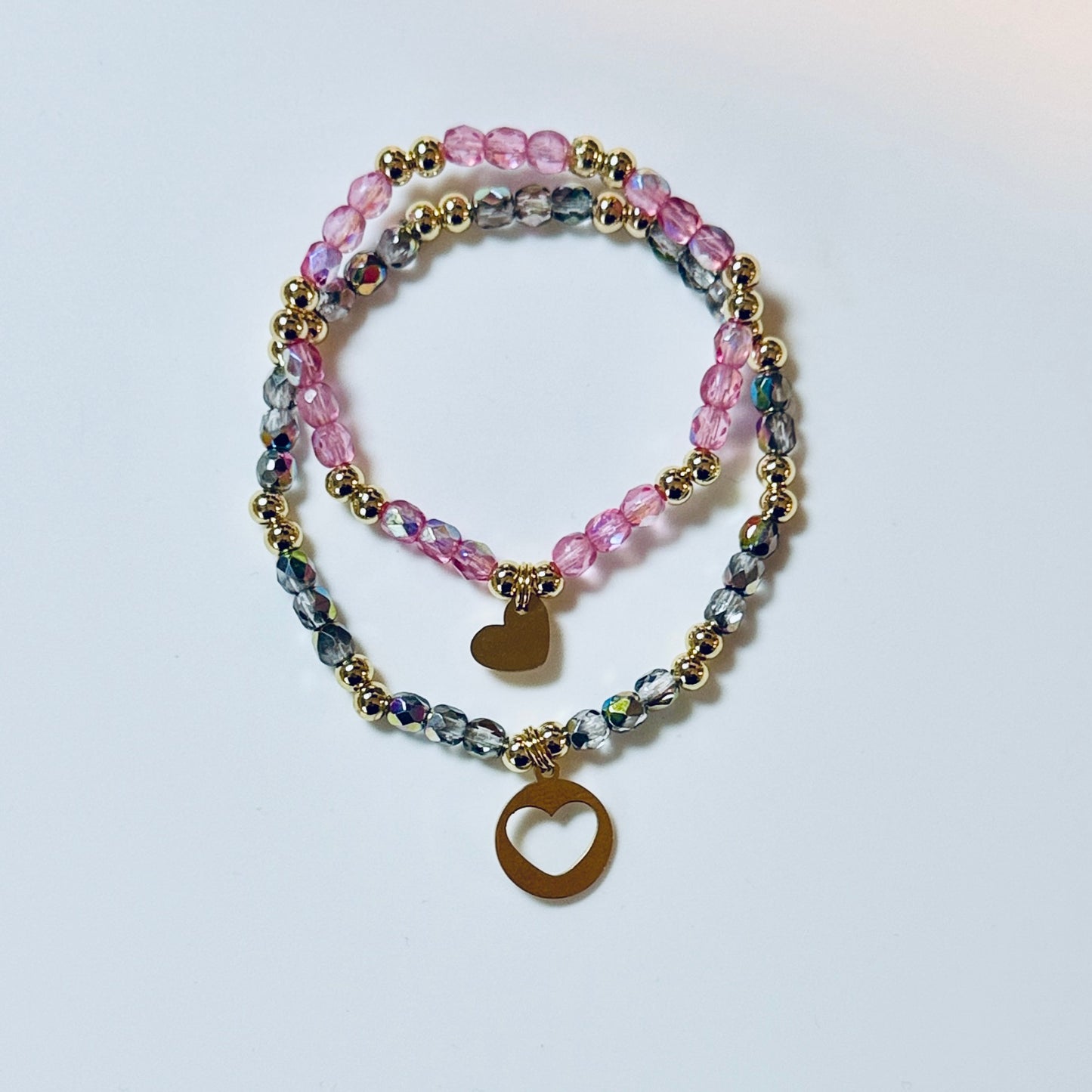 Mother and Daughter Bracelet Set: Matching Bracelets with Gold or Silver Charms