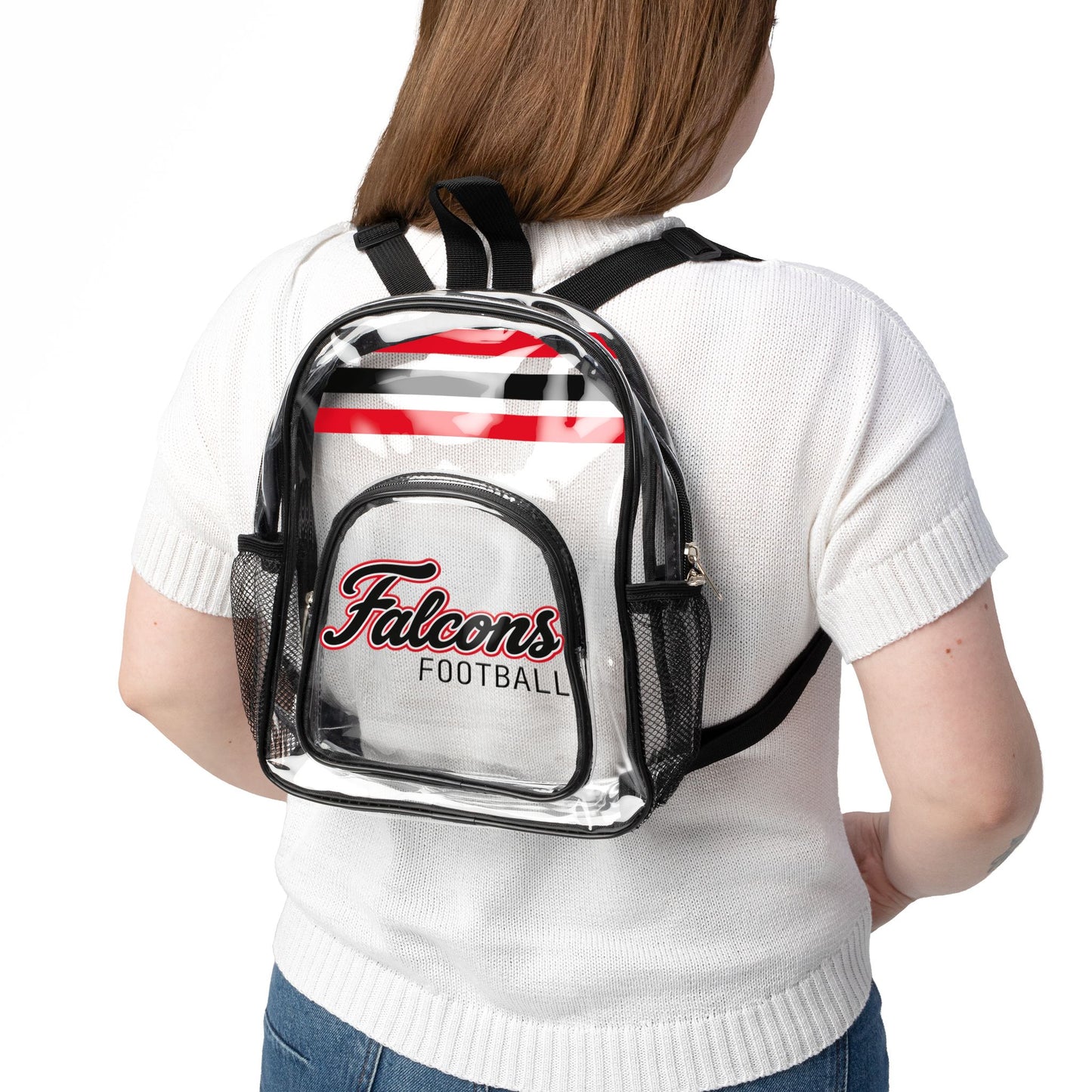 Falcons Clear Backpack, Stadium Bag, Football Belt Bag, Transparent Fanny Pack