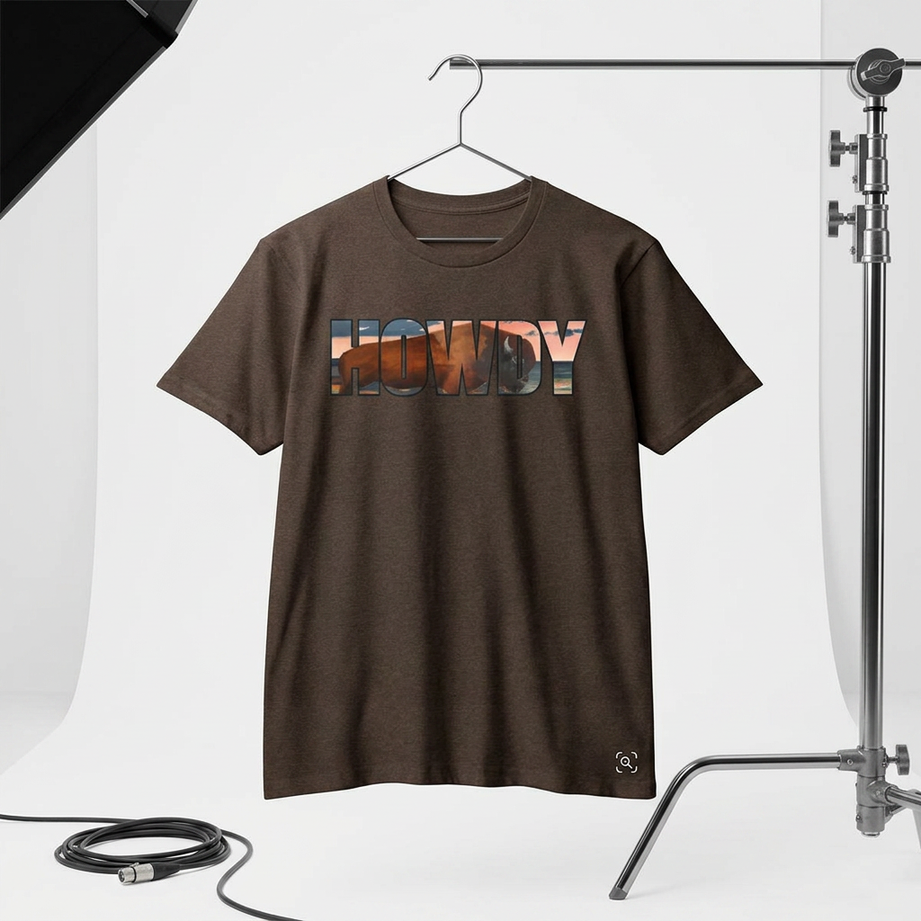 Howdy Shirt, Desert Sunset Typography T-shirt, Cowboy Shirt, Western Shirt